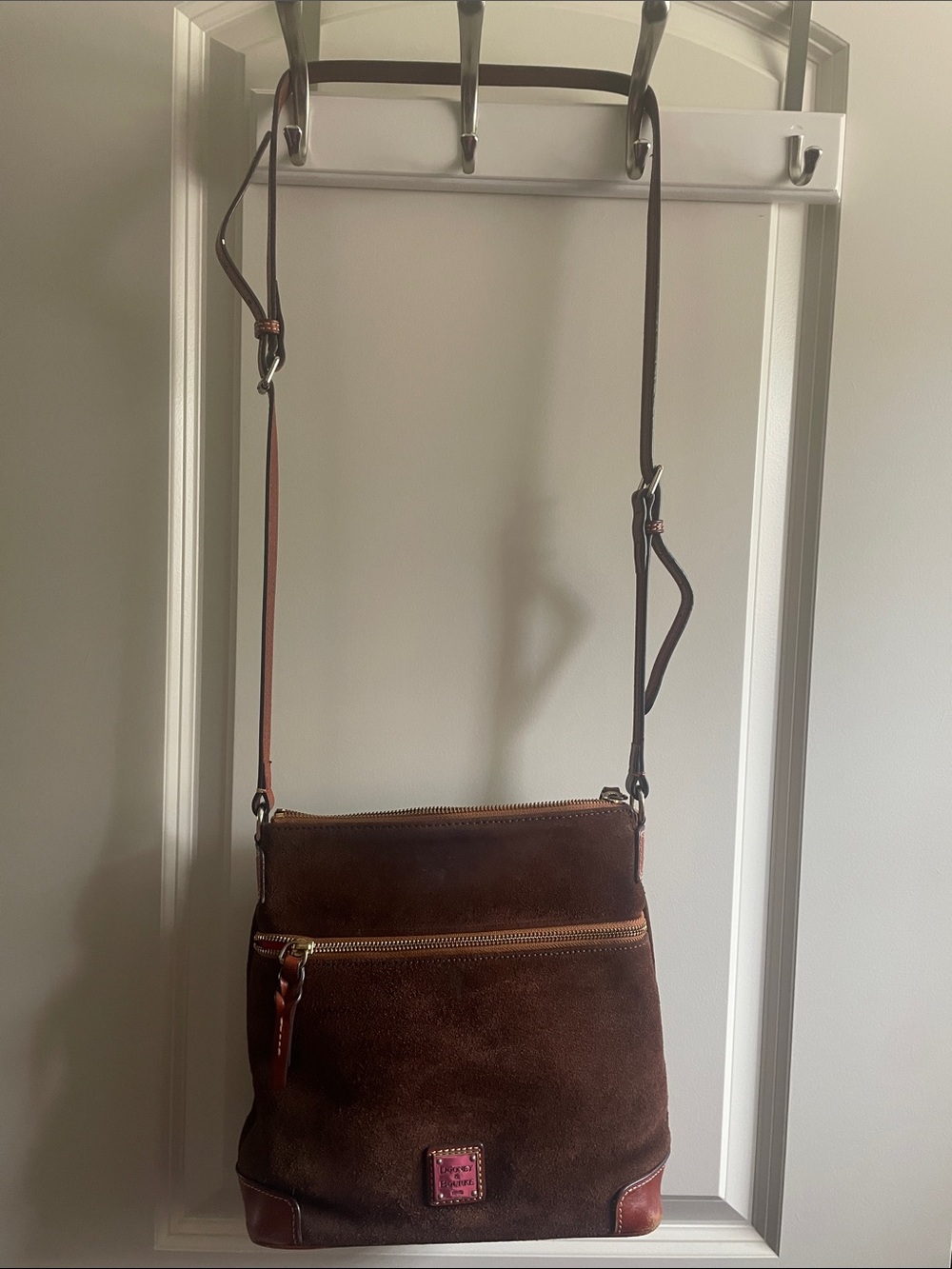 Dooney & Bourke Brown Suede Messenger Crossbody